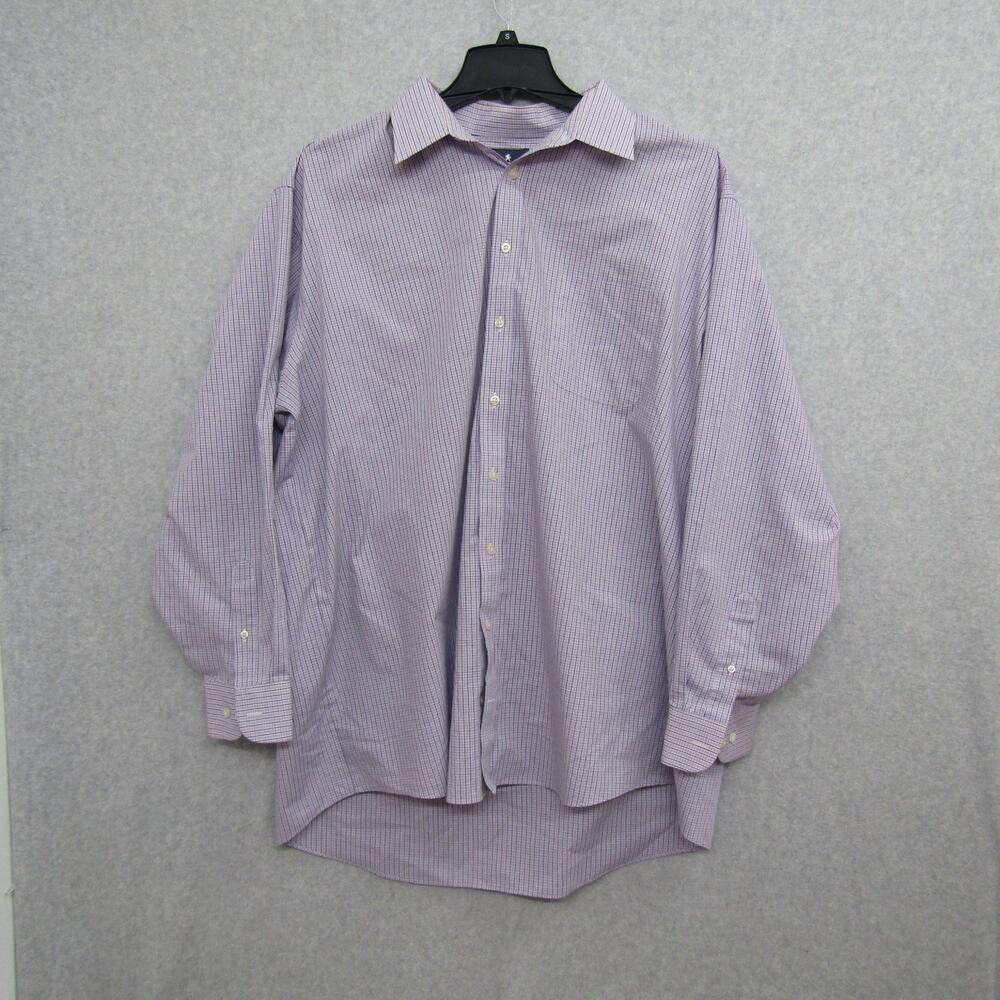 Stafford Shirt Mens 18.5 36-37 Blue Long Sleeve Business Casual Preppy Work Wea